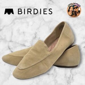 Birdies Vesper Suede Loafers Womens 10 Tan Pointed Toe Quiet Luxrury Flats Shoes